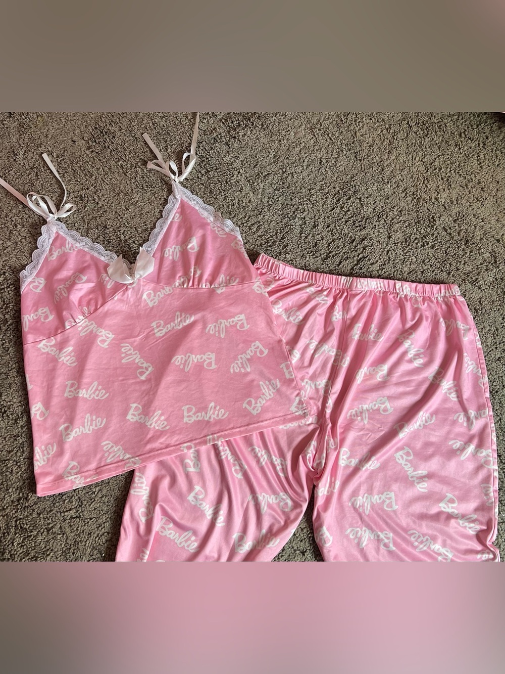 Barbie Pink Lace-Trim Sleep Set Sz XL